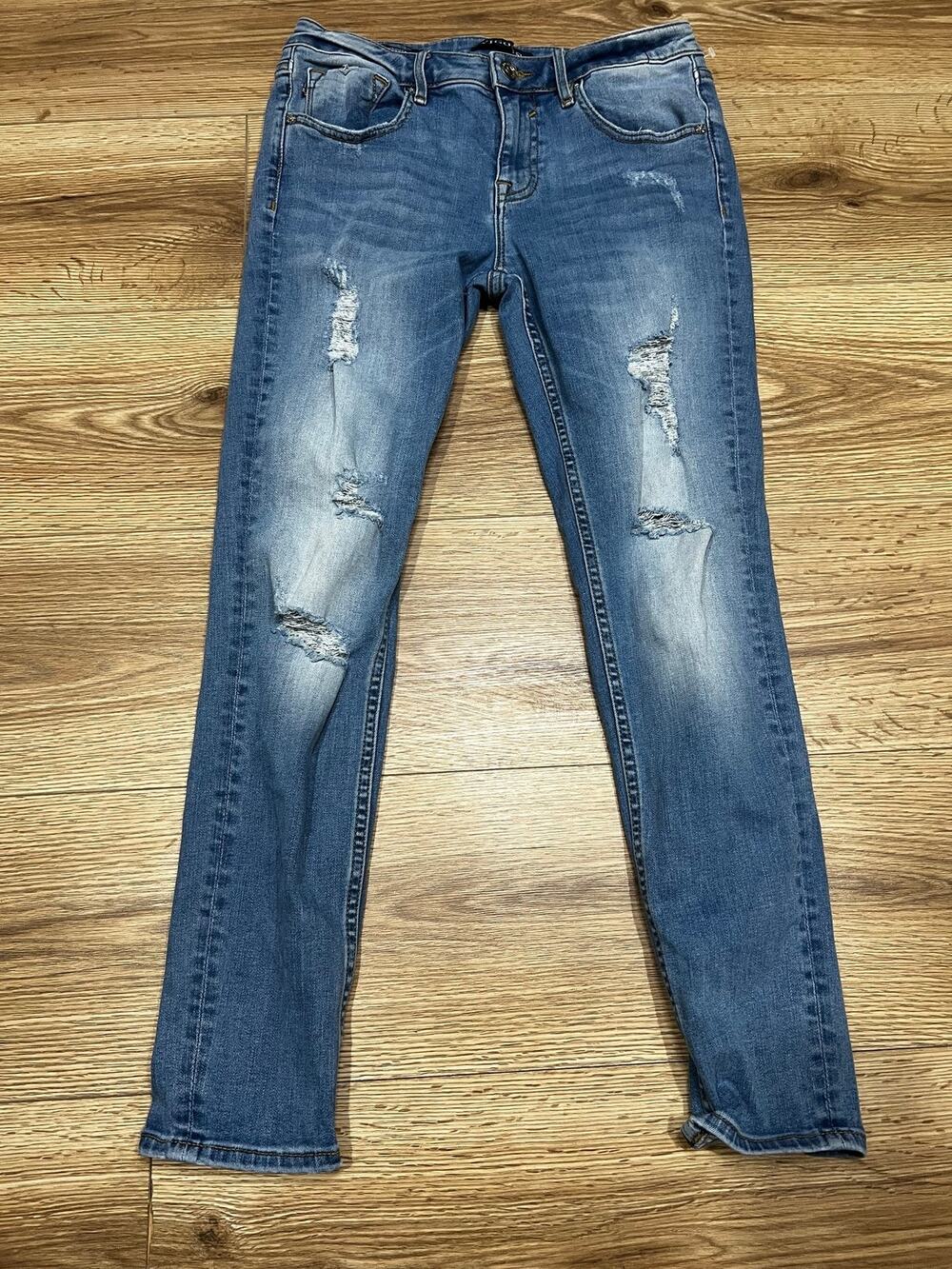 Vigoss Womens Jeans Size 27x27 Blue Classic Fit Distressed Ripped Denim (A00)